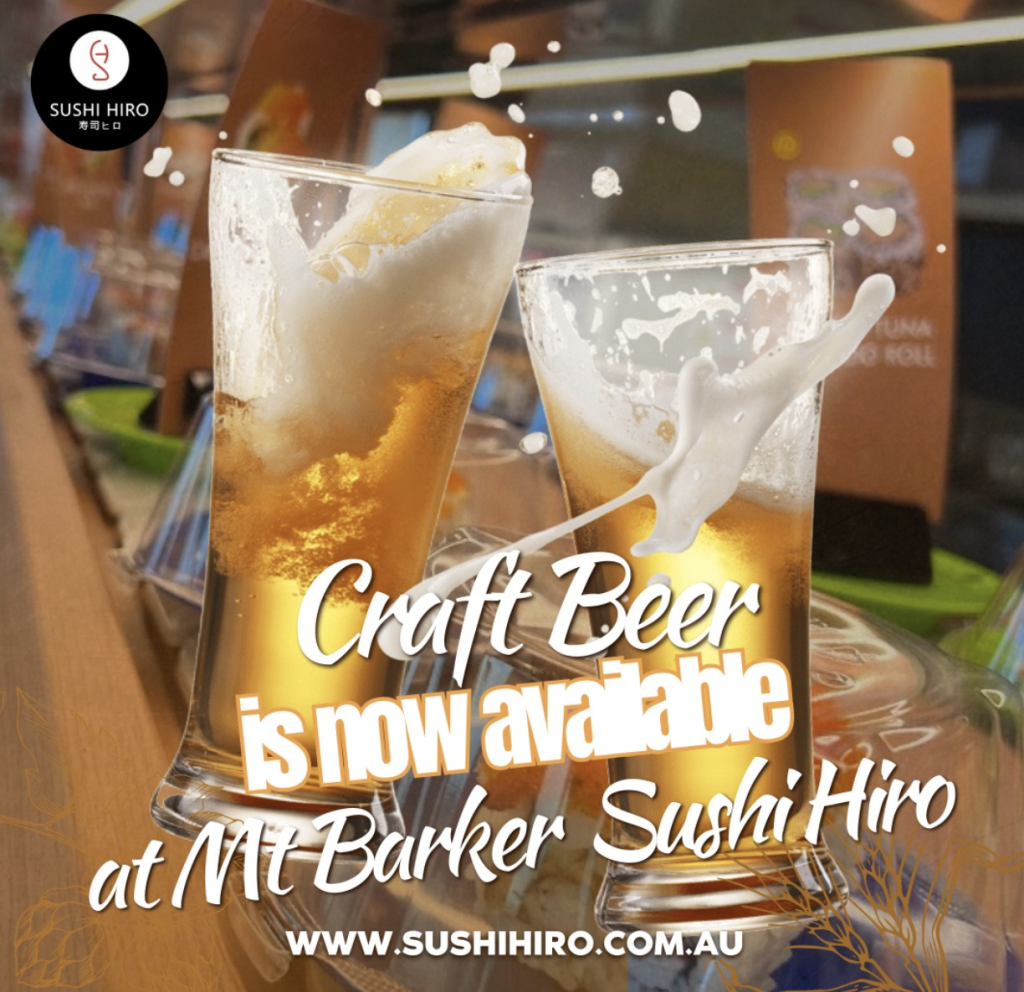 Experience sushi like never before with our premium craft beer offerings at Sushi Hiro Mt Barker.🤩🍺